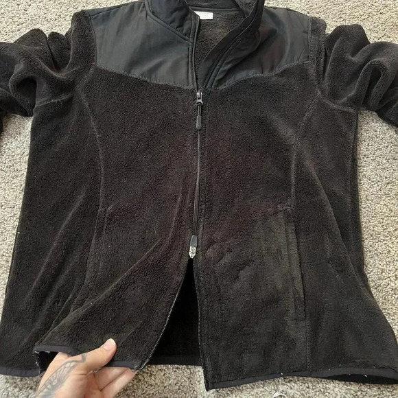 Danskin Ski Fuzzy Full Zip Cozy Jacket Thermal Womens Black Layering Soft Shag - Picture 6 of 10